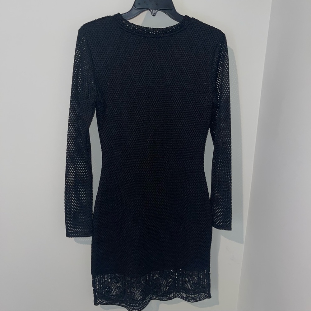 Zara Long Sleeved Lace Black Mini Dress